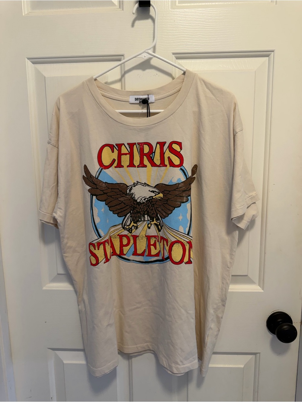 DAYDREAMER Chris Stapleton Eagle merch tee in Dirty White Size Medium